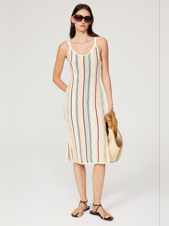 Dresses & Skirts - Club Monaco Knit Midi Dress Striped Open Knit Cotton Blend Size S